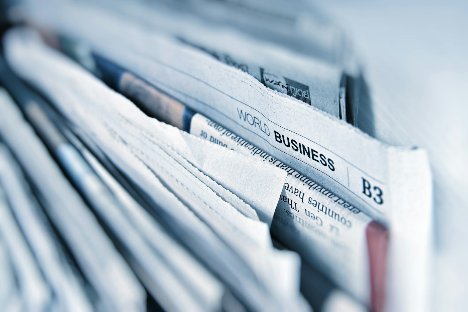Business newspaper article representing news and publishing
